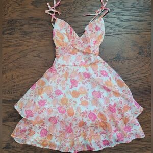 Crystal Doll Pink and Orange Floral Dress